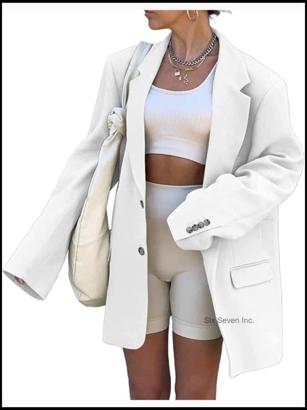 Long Sleeve Oversized Lapel Blazer with Pockets Work Office Jacket